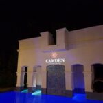 Camden pool area with blue LED lights