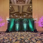An event venue with hanging lights