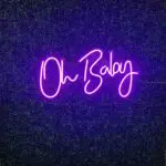 A LED Flex Neon sign with the words "oh baby" available for rentals in Las Vegas.