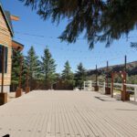 Event Lighting at Mt Charleston Las Vegas featuring a wooden deck adorned with string lights.