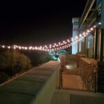 Event lighting illuminating a patio at night at Paiute Las Vegas.