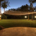 Event Lighting with string lights at dusk, JW Marriott Las Vegas.